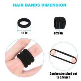 WANBY Hair Ties Mini Seamless Black Hair Bands Soft Elastics Ponytail Holders Hair Ties (100 Pcs)
