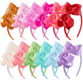 SIQUK 12 Pieces Bow Headbands for Girls Headband with Bow Ribbon Headband Hair Bows Headband Boutique Grosgrain Bow Headband, 12 Colors