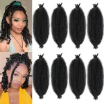 8 Packs Springy Afro Twist Hair 16 inch Pre-Separated Kinky Marley Twist Braiding Hair Soft Synthetic Crochet for Distressed Faux Locs Spring Twist Hair Extensions for Women (16 Inch (Pack of 8), 1B)