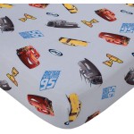 Disney Cars Fitted Crib Sheet 100% Soft Breathable Microfiber, Baby Sheet, Fits Standard Size Crib Mattress 28in x 52in, Gray