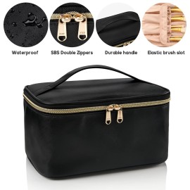 OCHEAL Makeup Bag, Portable Cosmetic Bag, Large Capacity Travel Makeup Case Organizer, Black For Women Toiletry Bag for Girls Traveling With Handle and Divider OCHEAL Makeup Bag, Portable Cosmetic Bag, Large Capacity Travel Makeup Case Organizer, Black For Women Toiletry Bag for Girls Traveling With Handle and Divider