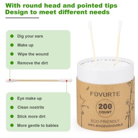 Bamboo Cotton Swabs 400 Count - Spiral&Round Double qTips Cotton Swabs, Organic Wooden Cotton Buds for Ears, Natural Bamboo Ear Sticks Q Tips for Cleaning, Makeup, Travel Bamboo Cotton Swabs 400 Count - Spiral&Round Double qTips Cotton Swabs, Organic Wooden Cotton Buds for Ears, Natural Bamboo Ear Sticks Q Tips for Cleaning, Makeup, Travel