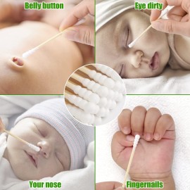 Bamboo Cotton Swabs 400 Count - Spiral&Round Double qTips Cotton Swabs, Organic Wooden Cotton Buds for Ears, Natural Bamboo Ear Sticks Q Tips for Cleaning, Makeup, Travel Bamboo Cotton Swabs 400 Count - Spiral&Round Double qTips Cotton Swabs, Organic Wooden Cotton Buds for Ears, Natural Bamboo Ear Sticks Q Tips for Cleaning, Makeup, Travel