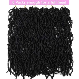 24 Inch Soft Locs Crochet Hair Pre Looped 6 Packs Faux Locs Crochet Braids Goddess Locs Dreadlocs Synthetic Hair For Black Women (1B, 24 Inch (Pack of 6))