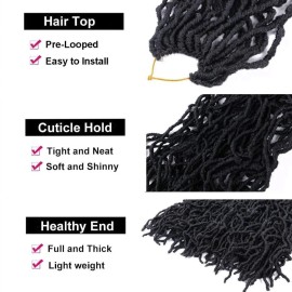 24 Inch Soft Locs Crochet Hair Pre Looped 6 Packs Faux Locs Crochet Braids Goddess Locs Dreadlocs Synthetic Hair For Black Women (1B, 24 Inch (Pack of 6))