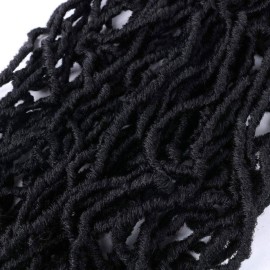 24 Inch Soft Locs Crochet Hair Pre Looped 6 Packs Faux Locs Crochet Braids Goddess Locs Dreadlocs Synthetic Hair For Black Women (1B, 24 Inch (Pack of 6))