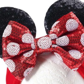 JIAHANG Baby Girl Mouse Ears Headwrap with Sequin Polka Dot Bow, Velvet Turban Hairband, Hair Bow Headband for Toddler, Kids, Party Supplies JIAHANG Baby Girl Mouse Ears Headwrap with Sequin Polka Dot Bow, Velvet Turban Hairband, Hair Bow Headband for Toddler, Kids, Party Supplies