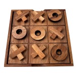 NUTTA - TicTacToe Wooden Game Size 5.5 X 5.5 inches Tic Tac Toe Wooden Board Games Coffee Table Desk Toy Fun Game Friends and Family Adult Games Travel Backyard Indoor Outdoor Decorative Decor Room
