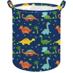 ACMUUNI 19.7 Inch Dinosaur Round Kids Laundry Clothes Hamper Dino Laundry Basket with Handles,Baby Toys Storage Organizer Bins Laundry Gift Basket for Boys and Girls Room, Bedroom Decor