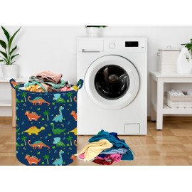 ACMUUNI 19.7 Inch Dinosaur Round Kids Laundry Clothes Hamper Dino Laundry Basket with Handles,Baby Toys Storage Organizer Bins Laundry Gift Basket for Boys and Girls Room, Bedroom Decor