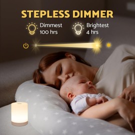 DAZZY DOT Touch Night Light for Baby Nursery, Small Cordless Lamp, Dimmable Portable Rechargeable Battery Operated Night Light, Wireless Bedside Mini Lamp for Bedroom, Bathroom