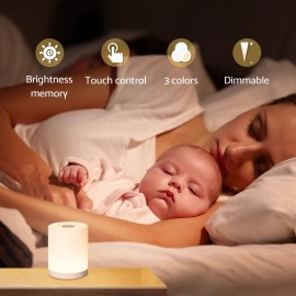 DAZZY DOT Touch Night Light for Baby Nursery, Small Cordless Lamp, Dimmable Portable Rechargeable Battery Operated Night Light, Wireless Bedside Mini Lamp for Bedroom, Bathroom