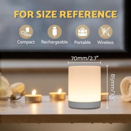 DAZZY DOT Touch Night Light for Baby Nursery, Small Cordless Lamp, Dimmable Portable Rechargeable Battery Operated Night Light, Wireless Bedside Mini Lamp for Bedroom, Bathroom