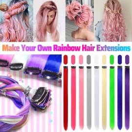 12 PCS Pink Hair Extensions Clip in, Colored Party Highlights Extension for Kids Girls Synthetic Hairpiece Straight 22 inch 12 PCS Pink Hair Extensions Clip in, Colored Party Highlights Extension for Kids Girls Synthetic Hairpiece Straight 22 inch