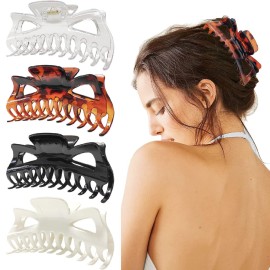 LILIEBE 5.5 Large Hair Claw Clips, Big Hair Clips Enough to Hold Your Hair, Hair Clips for Women Thick Hair (Shiny-4pcs)