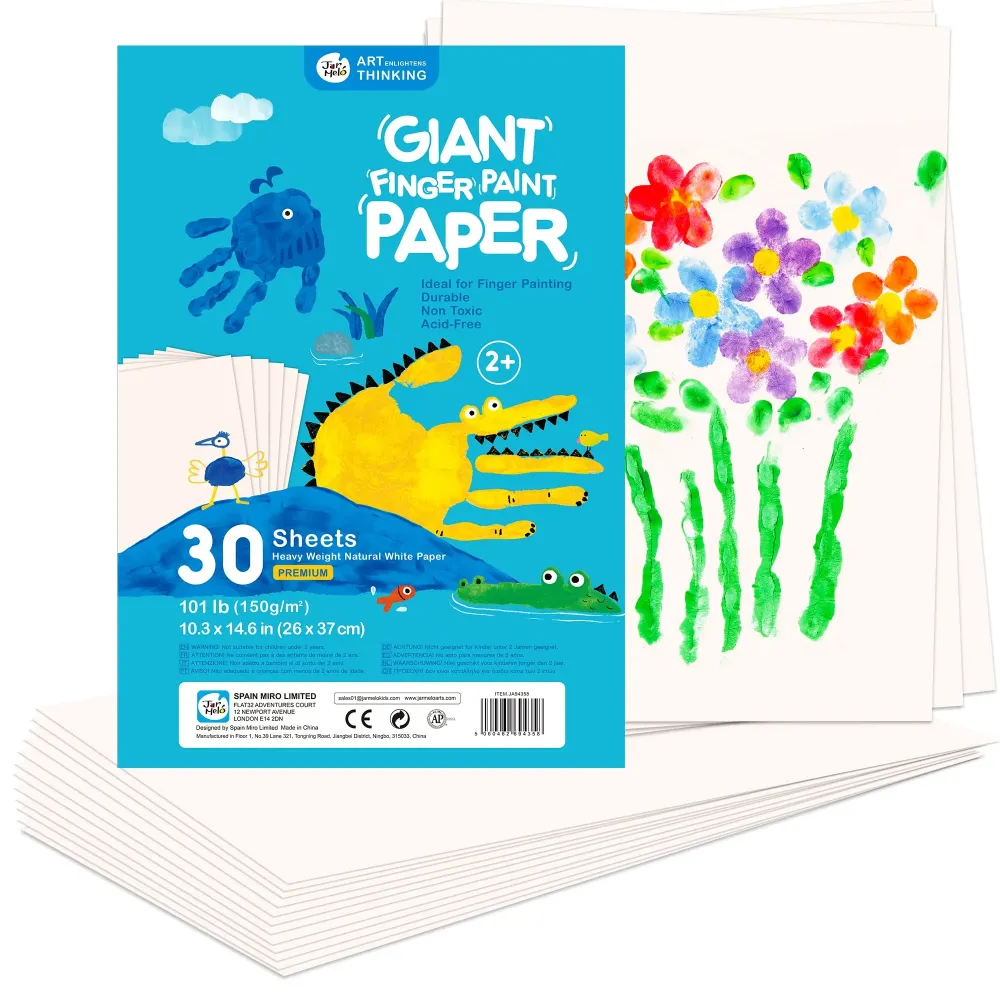 Jar Melo Finger Paint Paper 30 Sheets,10 X 15 Large Finger Painting Paper Pad for Kids,Acid Free, 101 Lb(150 GSM)