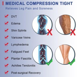 Beister Medical Compression Pantyhose for Women & Men, Opaque Closed Toe 20-30mmHg Graduated Support Tight