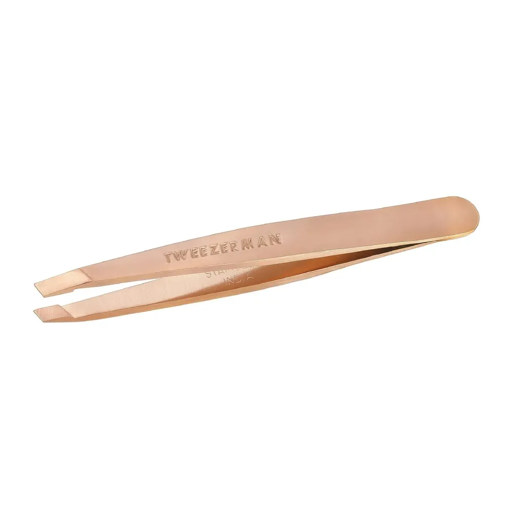 Tweezerman Rose Gold Mini Slant Tweezer - Tweezers for Eyebrows, Travel Tweezers for Eyebrows, Facial Hair, Ingrown Hair Tweezerman Rose Gold Mini Slant Tweezer - Tweezers for Eyebrows, Travel Tweezers for Eyebrows, Facial Hair, Ingrown Hair