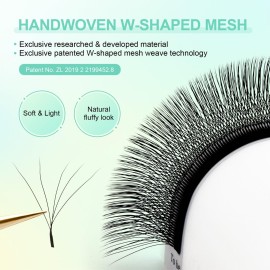 NAGARAKU 5D W Shape Eyelash Extension Supplies Natural Soft Volume 0.07mm D curl 12mm Premade Fans Faux Mink Matte Black Cluster Easy Fanning False Lashes