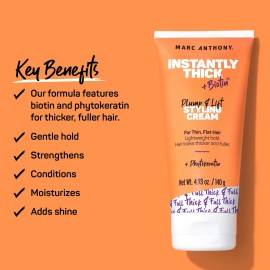 Marc Anthony Styling Hair Cream, Instantly Thickening Biotin & Vitamin E Hair Cream, Lightweight Hold for Thicker & Fuller Volumizing Product for Thin, Flat Hair