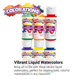 Colorations Liquid Water Color Paints, Set of 6, 2 OZ EA, Blue, Green, Red, Purple, Yellow, Orange, Party Favors, Craft & Glue Dye Colorations Liquid Water Color Paints, Set of 6, 2 OZ EA, Blue, Green, Red, Purple, Yellow, Orange, Party Favors, Craft & Glue Dye