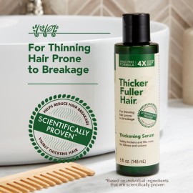 Thicker Fuller Hair Thickening Serum - Thinning Hair Treatment - Hair Volumizer Serum with Natural Ingredients - Fights Breakage - 5 oz Thicker Fuller Hair Thickening Serum - Thinning Hair Treatment - Hair Volumizer Serum with Natural Ingredients - Fights Breakage - 5 oz