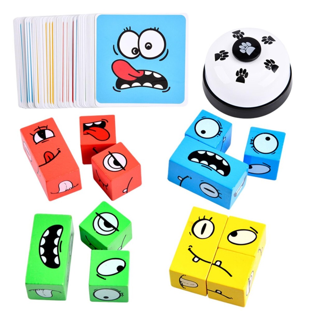 Wooden Face Changing Magic Cube Game, Expression Puzzle Building Blocks Pattern Matching Game, Educational Puzzles Toy Board Games for Kids and Adults with Bell Wooden Face Changing Magic Cube Game, Expression Puzzle Building Blocks Pattern Matching Game, Educational Puzzles Toy Board Games for Kids and Adults with Bell