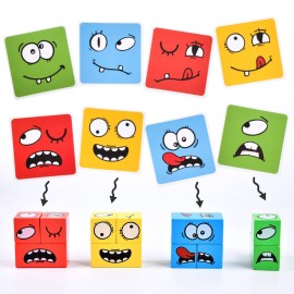 Wooden Face Changing Magic Cube Game, Expression Puzzle Building Blocks Pattern Matching Game, Educational Puzzles Toy Board Games for Kids and Adults with Bell Wooden Face Changing Magic Cube Game, Expression Puzzle Building Blocks Pattern Matching Game, Educational Puzzles Toy Board Games for Kids and Adults with Bell