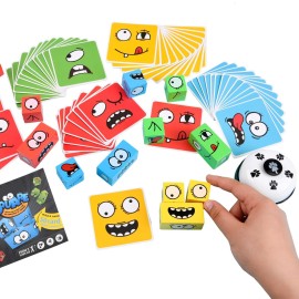 Wooden Face Changing Magic Cube Game, Expression Puzzle Building Blocks Pattern Matching Game, Educational Puzzles Toy Board Games for Kids and Adults with Bell Wooden Face Changing Magic Cube Game, Expression Puzzle Building Blocks Pattern Matching Game, Educational Puzzles Toy Board Games for Kids and Adults with Bell