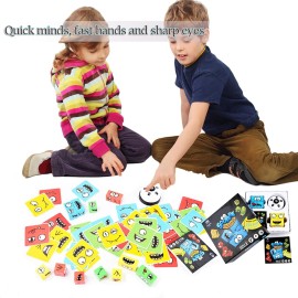 Wooden Face Changing Magic Cube Game, Expression Puzzle Building Blocks Pattern Matching Game, Educational Puzzles Toy Board Games for Kids and Adults with Bell Wooden Face Changing Magic Cube Game, Expression Puzzle Building Blocks Pattern Matching Game, Educational Puzzles Toy Board Games for Kids and Adults with Bell