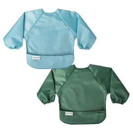 Tiny Twinkle Mess Proof Baby Bib |2 Pack Waterproof Smock Bib for Eating, Machine Washable Full Sleeve with Pocket (Slate Olive, Small 6-24 Months) Tiny Twinkle Mess Proof Baby Bib |2 Pack Waterproof Smock Bib for Eating, Machine Washable Full Sleeve with Pocket (Slate Olive, Small 6-24 Months)