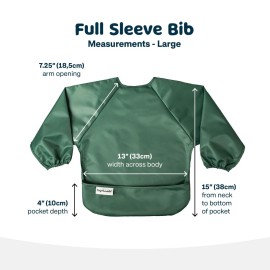 Tiny Twinkle Mess Proof Baby Bib |2 Pack Waterproof Smock Bib for Eating, Machine Washable Full Sleeve with Pocket (Slate Olive, Small 6-24 Months) Tiny Twinkle Mess Proof Baby Bib |2 Pack Waterproof Smock Bib for Eating, Machine Washable Full Sleeve with Pocket (Slate Olive, Small 6-24 Months)