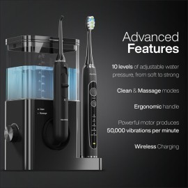 AquaSonic Home Dental Center PRO - Brushing & Flossing Made Easy - Brush & Floss - Power Toothbrush & Water Flosser - Whiter Teeth & Healthier Gums - Black Series Pro+Oral Irrigator AquaSonic Home Dental Center PRO - Brushing & Flossing Made Easy - Brush & Floss - Power Toothbrush & Water Flosser - Whiter Teeth & Healthier Gums - Black Series Pro+Oral Irrigator