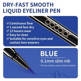 docolor Waterproof Eyeliner Pen Super Slim Liquid Precise All Day Eye Liner Gel Blue