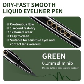 docolor Waterproof Eyeliner Pen Super Slim Liquid Eyeliner Eye Liner Gel (Green)