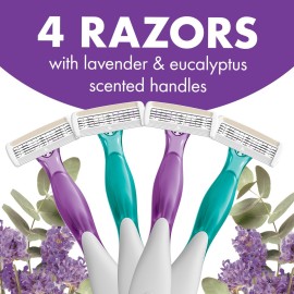 BIC Soleil Escape Women\'s Disposable 4-Blade Razors, Perfect Bikini Line Razor, Lavender & Eucalyptus Scented Handles, 4-Pack BIC Soleil Escape Women\'s Disposable 4-Blade Razors, Perfect Bikini Line Razor, Lavender & Eucalyptus Scented Handles, 4-Pack