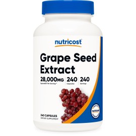 Nutricost Grape Seed Extract 28,000mg, 240 Capsule - Non-GMO, Gluten Free, Vegetarian Friendly