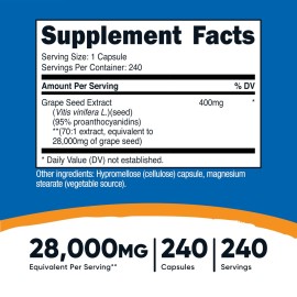 Nutricost Grape Seed Extract 28,000mg, 240 Capsule - Non-GMO, Gluten Free, Vegetarian Friendly Nutricost Grape Seed Extract 28,000mg, 240 Capsule - Non-GMO, Gluten Free, Vegetarian Friendly