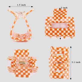 Ahoney 4 Pack Checkered Hair Claw Clips for Thin Hair Y2k Hair Accessories 2 Small Hair Clips for Thick Hair Cute Hair Clips for Women Girls