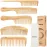5 Pcs Natural Handmade Bamboo Anti-Static Combs Set - Wide Tooth, Rat Tail and Fine Tooth for Long, Short, Thick, Thin, Wavy or Curly Hair Detangling (Natural)