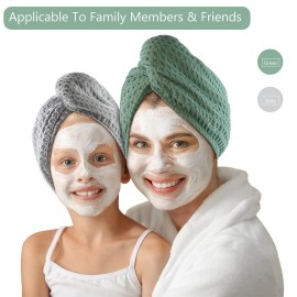 Microfiber Hair Drying Towel - 2Packs Waffle Long Hair Head Turban Wraps Terry Cloth Fast Absorbent Dry Anti Frizz Twist Plopping Curly Shower Turban for Women Wet Hair (Green) Microfiber Hair Drying Towel - 2Packs Waffle Long Hair Head Turban Wraps Terry Cloth Fast Absorbent Dry Anti Frizz Twist Plopping Curly Shower Turban for Women Wet Hair (Green)