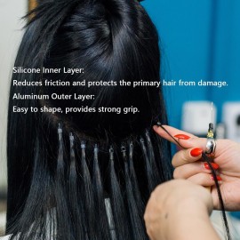 NIACONN 1000pcs Microlink Beads 5mm Silicone Lined Hair Extension Beads Micro Links Rings for Hair Extension - Dark Brown