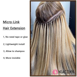 NIACONN 1000pcs Microlink Beads 5mm Silicone Lined Hair Extension Beads Micro Links Rings for Hair Extension - Dark Brown