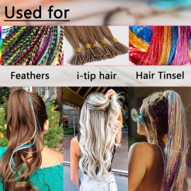 NIACONN 1000pcs Microlink Beads 5mm Silicone Lined Hair Extension Beads Micro Links Rings for Hair Extension - Dark Brown