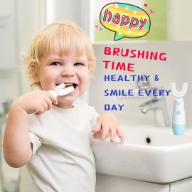 Meqtpomy Kids Electric Toothbrush6 Cleaning Models Toddler Toothbrush Waterproof Battery Powered 360 Automatic Sonic u Shaped Toothbrushes for 2-7 Years Old for Boys GirlsBlue Meqtpomy Kids Electric Toothbrush6 Cleaning Models Toddler Toothbrush Waterproof Battery Powered 360 Automatic Sonic u Shaped Toothbrushes for 2-7 Years Old for Boys GirlsBlue