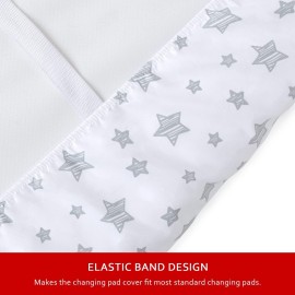 Changing Pad Cover for Boys Girls 2 Pack, Lovely Print Soft Unisex Diaper Change Table Sheets, Fit 32x16 Contoured Pad, Comfy Cozy 2-Pack Cradle Sheets, Grey & White