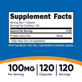 Nutricost R-Alpha Lipoic Acid 100mg, 120 Capsules - Veggie Capsules, Non-GMO, Gluten Free Nutricost R-Alpha Lipoic Acid 100mg, 120 Capsules - Veggie Capsules, Non-GMO, Gluten Free