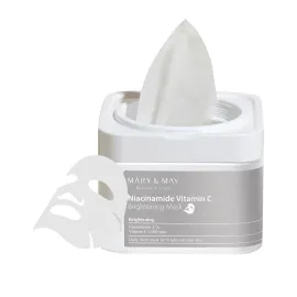 Mary&May Niacinamide Vitamin C Daily Mask - Quick Dispenser Type Korean Face Mask Sheet for Radiance Clear Skin - Dark Spot Correction and Luminous Skin - Hypoallergenic and Eco-Friendly, 30 Sheets