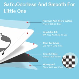 50 Pages Visual Stimulation Flashcards, 25 PCS Black and White Baby Visual Stimulus Cards Sensory Developmental Black White Card Set for Newborn Baby 0-3 Months (5.5 X 5.5)