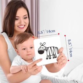 50 Pages Visual Stimulation Flashcards, 25 PCS Black and White Baby Visual Stimulus Cards Sensory Developmental Black White Card Set for Newborn Baby 0-3 Months (5.5 X 5.5)